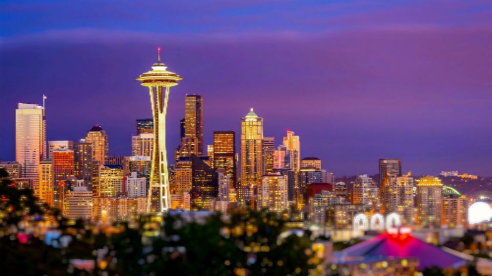 Seattle skyline at night